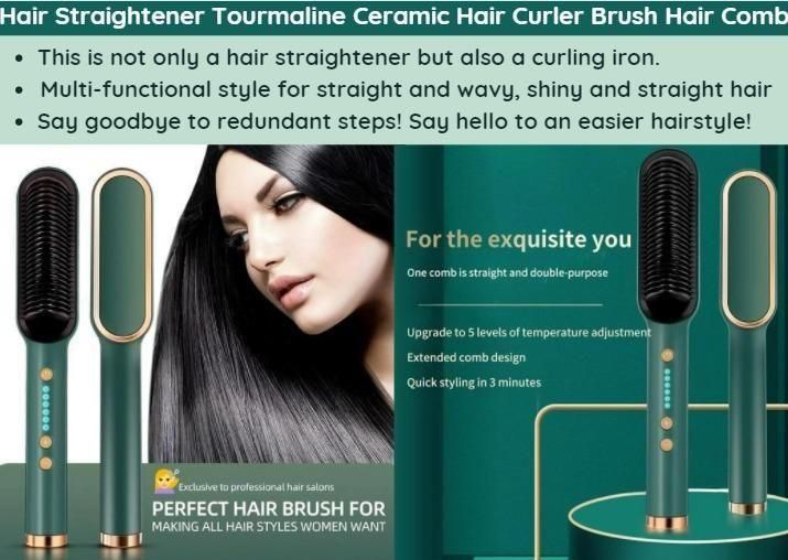 Professional Hair Straightener Tourmaline Ceramic Hair Curler Brush Hair Comb